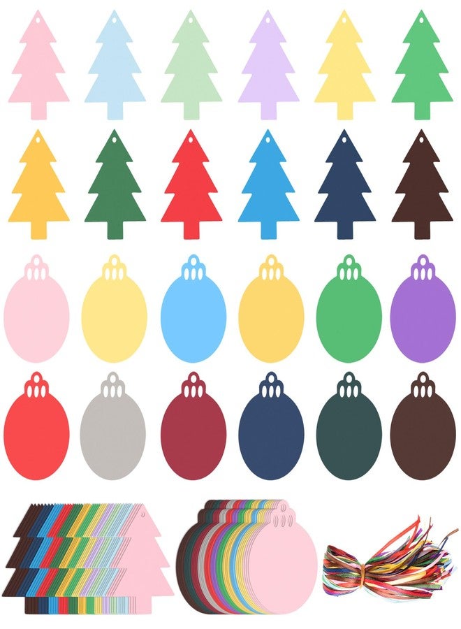 MixTeach 240 Pcs Christmas Hanging Gift Tags 120 Pcs Round Ornaments Labels and 120 Pcs Christmas Tree Hanging Labels with 240 Pcs Ribbons for DIY Crafts Christmas Gift Wrapping Favors Party Decor - Image 1